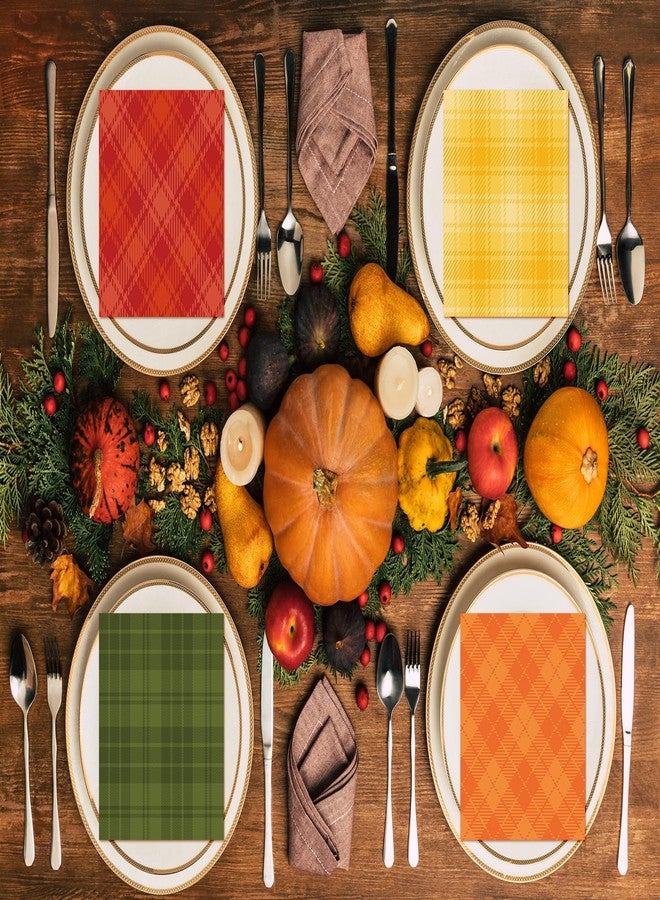 وولاين مناديل ورقية من Whaline Fall Buffalo، بنمط مربعات خريفية، بأربعة ألوان متداخلة (برتقالي، أصفر، أحمر، أخضر)، للاستخدام مرة واحدة، مناسبة للغداء والحلوى والعشاء، مثالية للمنزل والمطبخ والمطاعم والحفلات، 50 قطعة - Image 5